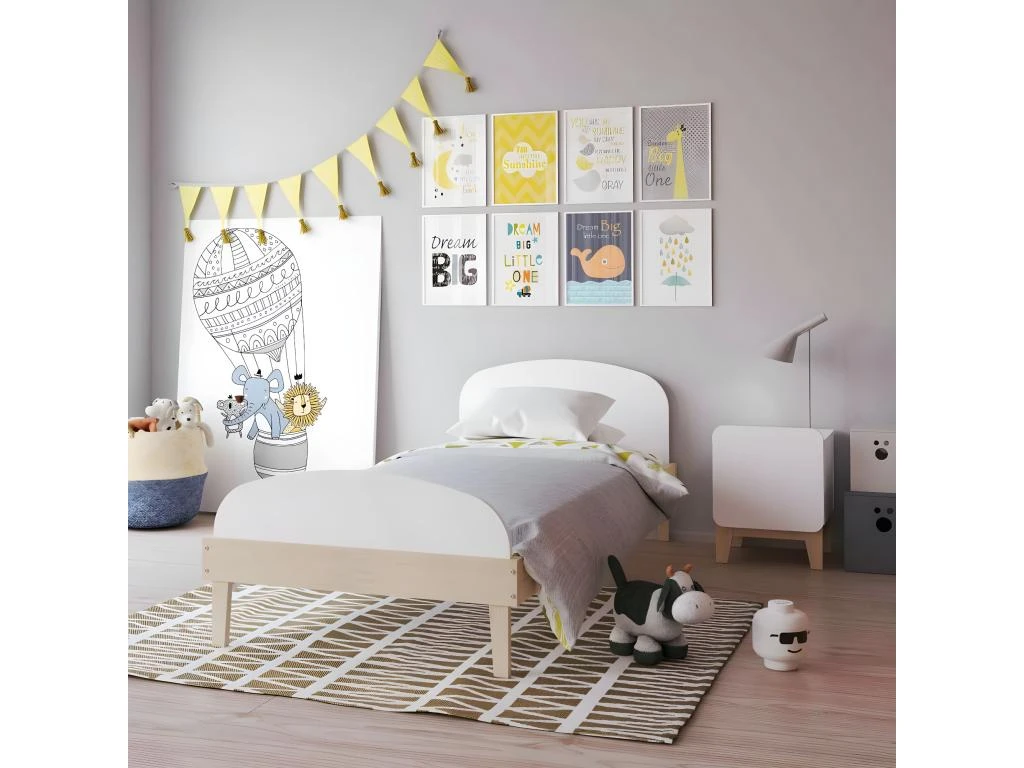 Chevet Enfant Yuki Blanc Et Bois – Image 3