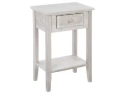 Table De Chevet En Bois Blanchi Naturel Dimensions L. 45 X P. 30 X Un. 67cm