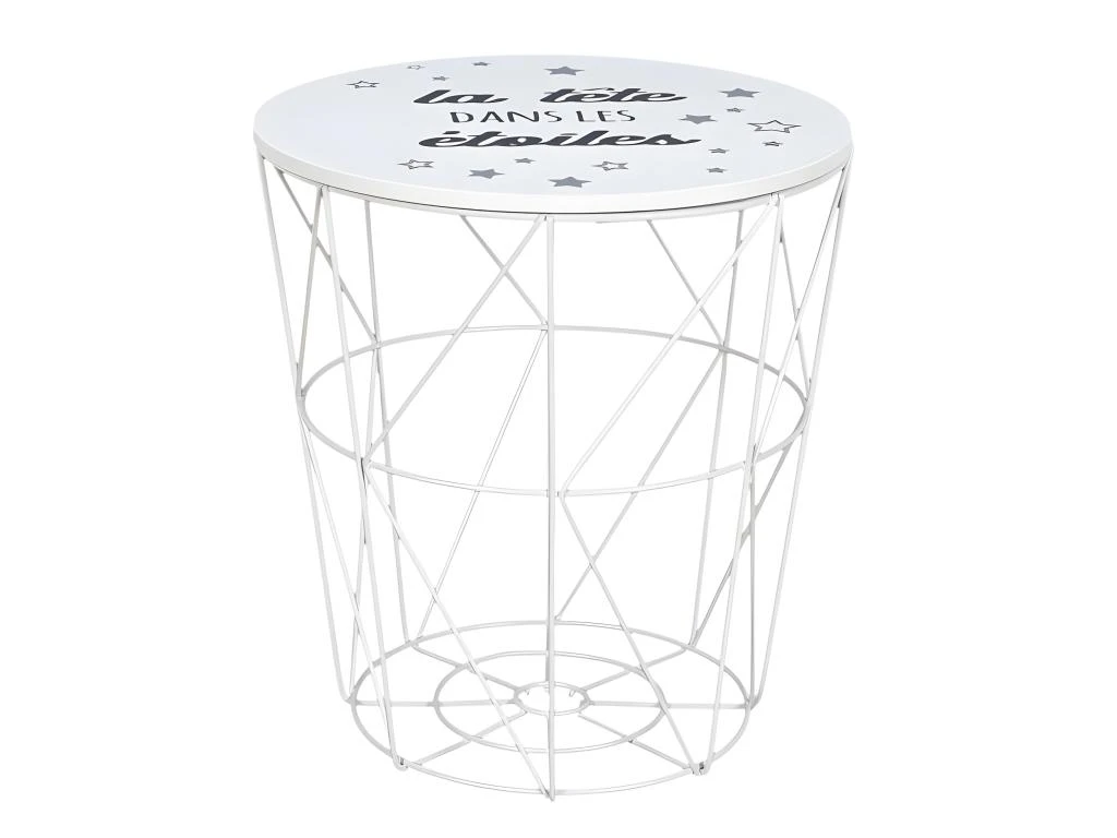 Table D'Appoint "Tête Dans Les Étoiles" 30cm Blanc