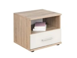 Table De Chevet "Dino" 45cm ChĂȘne & Blanc