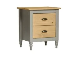 Table De Chevet 2 Tiroirs Gris/Bois - CHANE