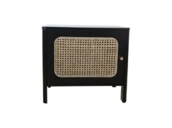 BALI - Table De Chevet Cannage Et Bois Noir