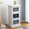 Commode Armoire 3 Tiroirs Blanc Bois Retro 60 X 30 X 25