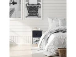 Table De Chevet Petite 2 Tiroirs Bois Blanc Gris Rétro 42x28x28