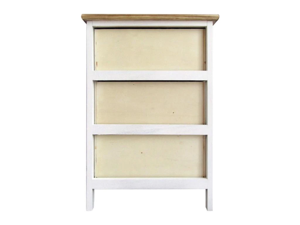 Table De Chevet 3 Tiroirs Bois Majolique Blanc 60x40x30 – Image 6