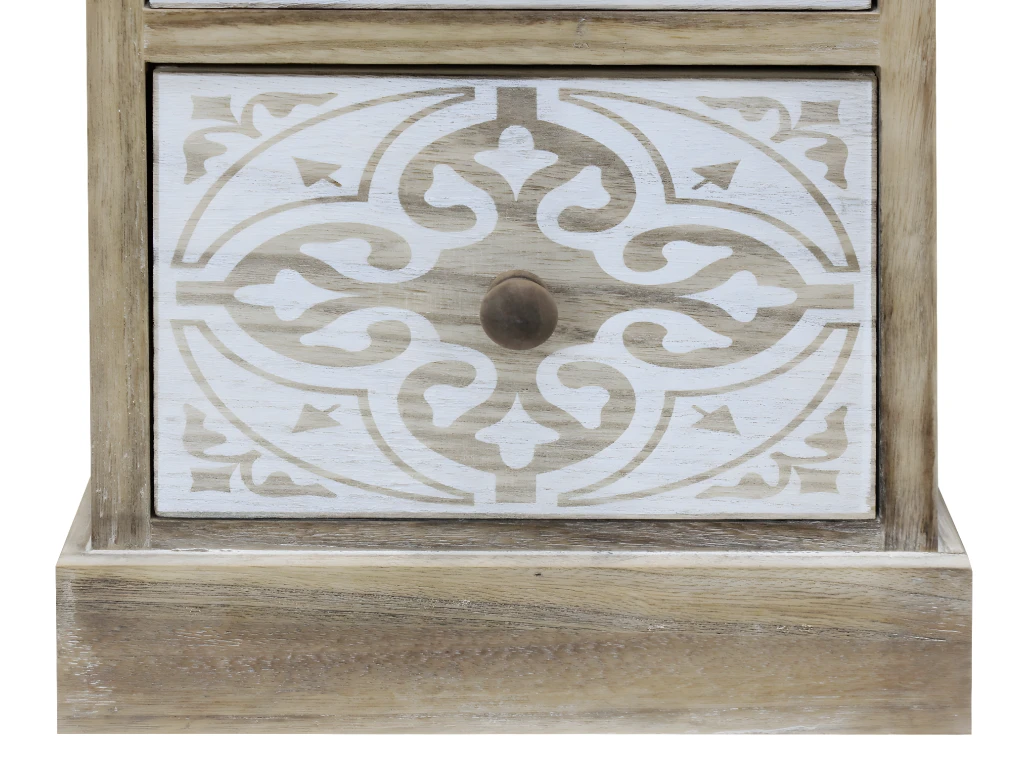 Table De Chevet 3 Tiroirs Bois Beige Blanc Rétro Compacte 63x29x25 – Image 5