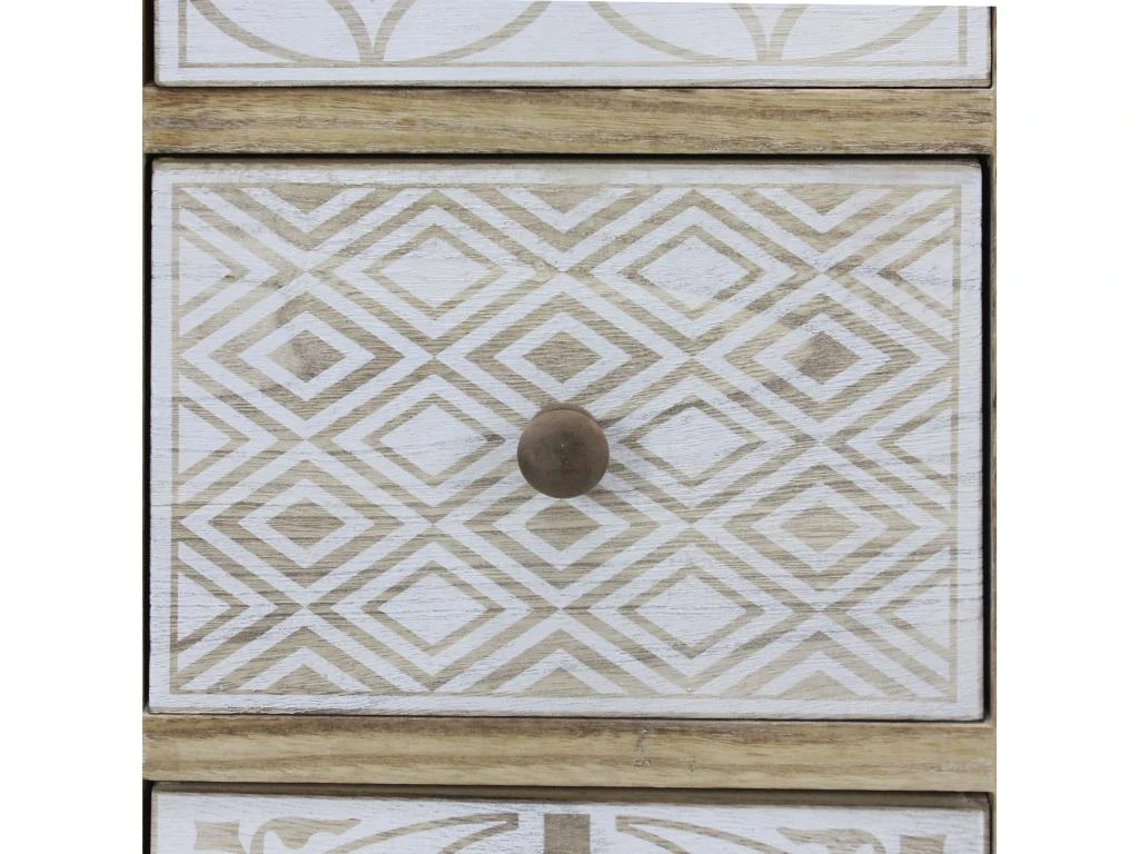 Table De Chevet 3 Tiroirs Bois Beige Blanc Rétro Compacte 63x29x25 – Image 7