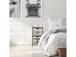 Chevet Salle De Bain 2 Tiroirs Moderne Bois Blanc 61x30x24