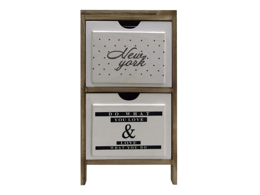 Chevet Salle De Bain 2 Tiroirs Moderne Bois Blanc 61x30x24 – Image 2