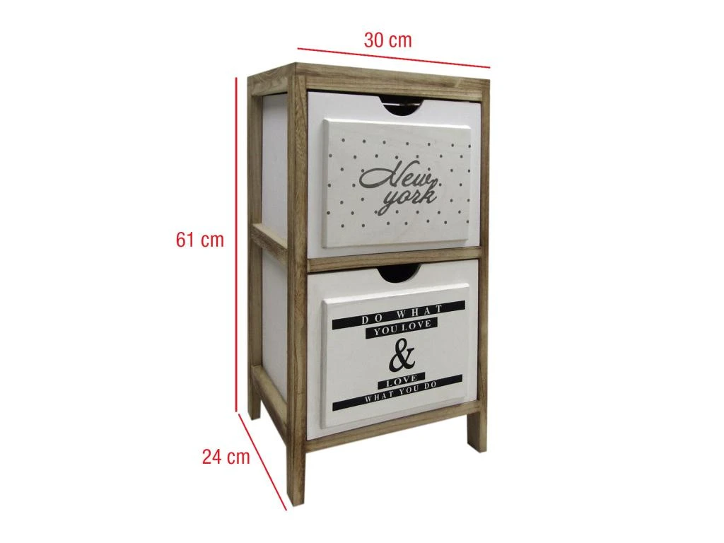 Chevet Salle De Bain 2 Tiroirs Moderne Bois Blanc 61x30x24 – Image 3