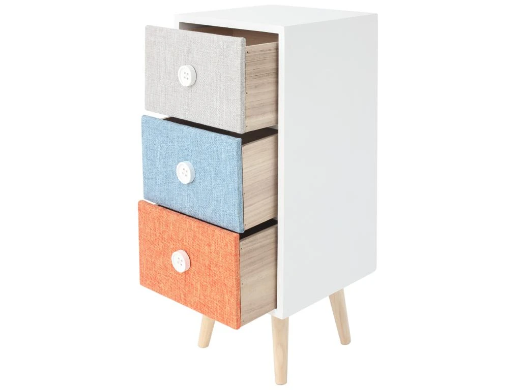 Commode En Bois à 3 Tiroirs Chambres D'enfants Tissu Moderne Et Coloré – Image 5