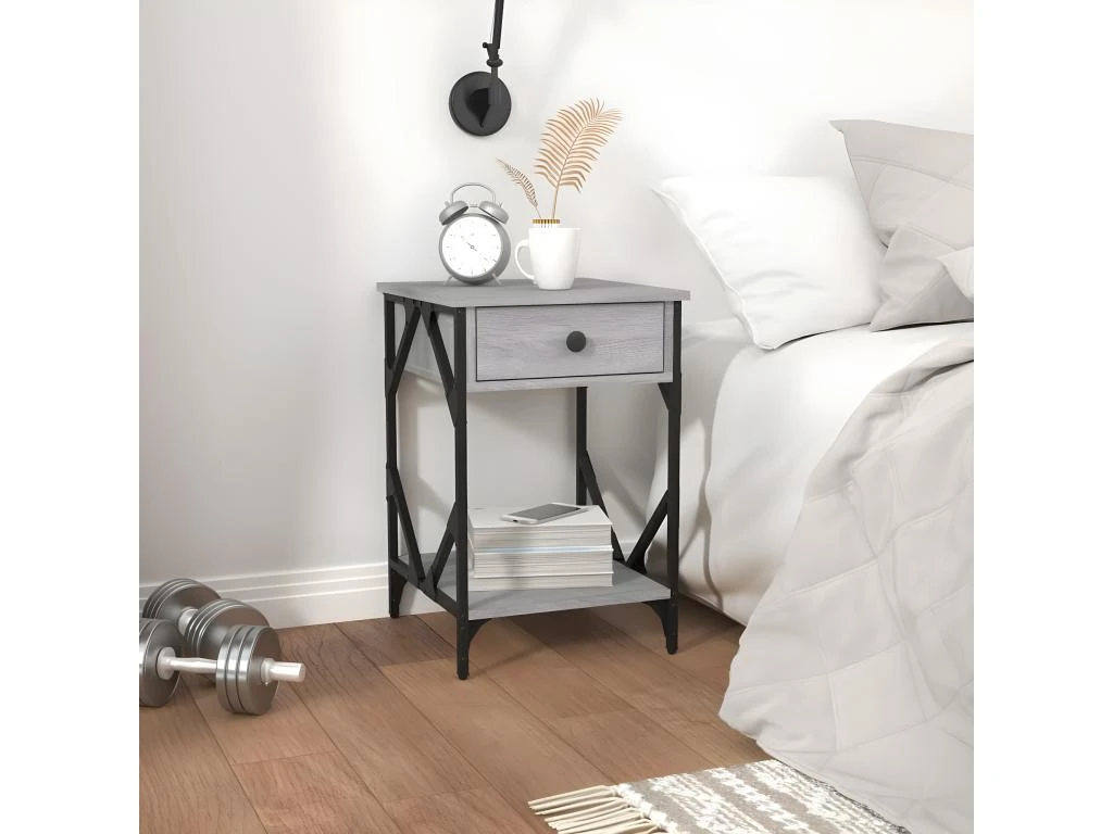 Tables De Chevet 2 Pcs Sonoma Gris 40x42x60cm Bois D'ingénierie