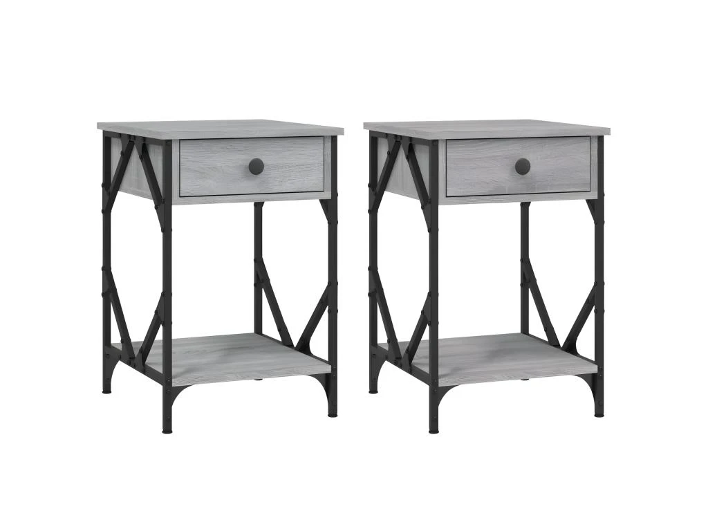 Tables De Chevet 2 Pcs Sonoma Gris 40x42x60cm Bois D'ingénierie – Image 2