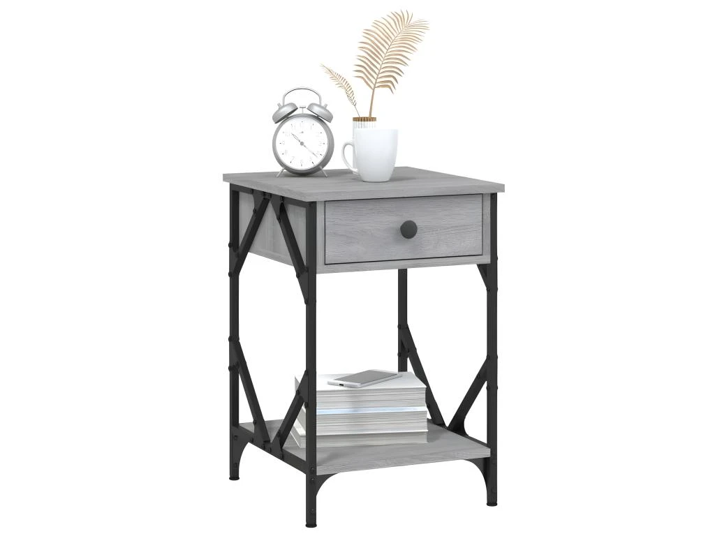Tables De Chevet 2 Pcs Sonoma Gris 40x42x60cm Bois D'ingénierie – Image 3