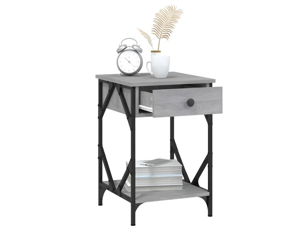 Tables De Chevet 2 Pcs Sonoma Gris 40x42x60cm Bois D'ingénierie – Image 5