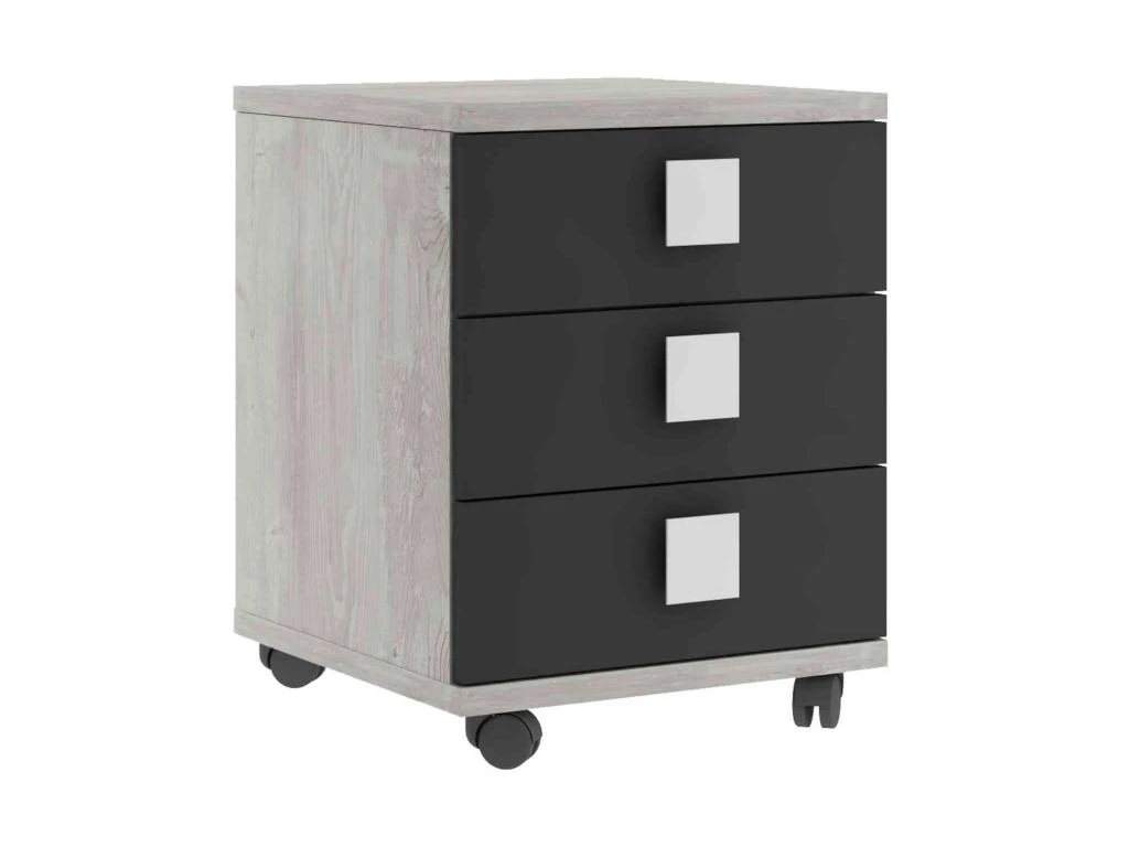 Chevet 3 Tiroirs à Roulettes En Bois Imitation Chêne Et Blanc - CH9069 – Image 10
