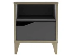 Chevet Enfant 1 Niche 1 Tiroir En Bois Blanc Et Gris - CH212