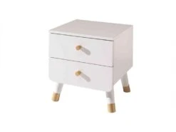Chevet Enfant 2 Tiroirs En Bois Massif Blanc - CH2031
