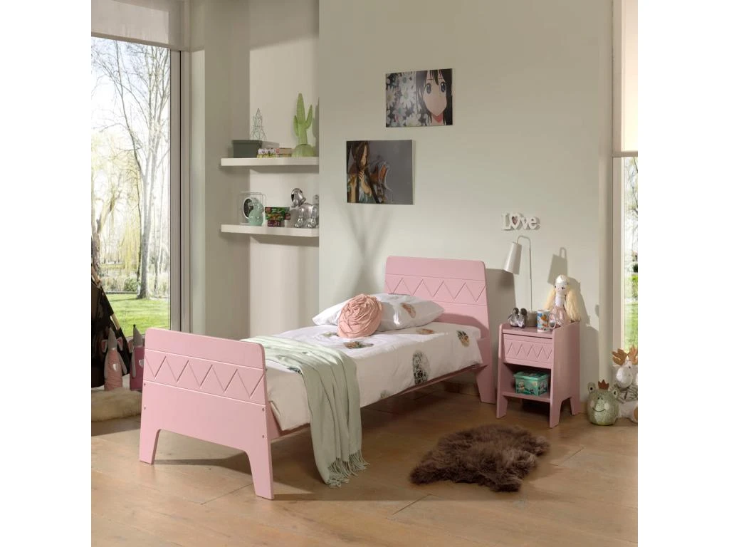 Chevet Enfant 1 Tiroir 1 Niche Rose - CH2066 – Image 2