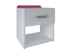 Table De Chevet 1 Tiroir Réversible Blanc/Bleu Ou Rose - VERSO - L 40 X L 34 X H 45 Cm