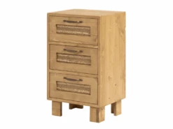 Table De Chevet Avec Tiroirs En Bois En Couleur Naturel