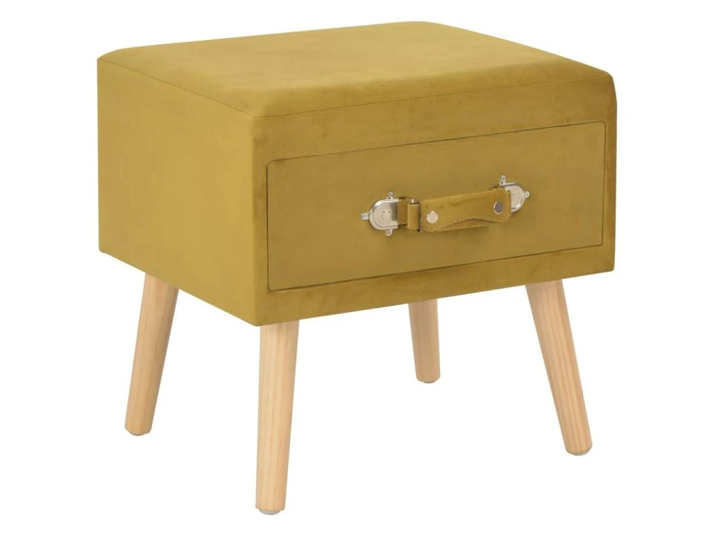 Table De Nuit Chevet Commode Armoire Meuble Chambre Moutarde 40x35x40 Cm Velours 1402066