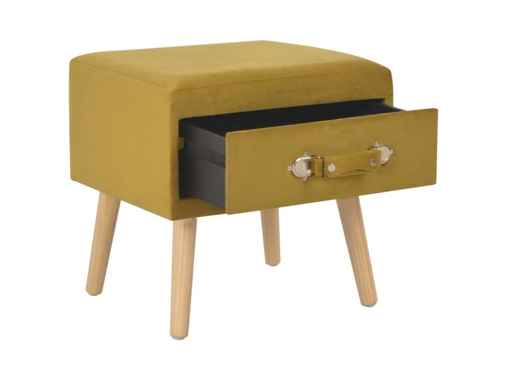 Table De Nuit Chevet Commode Armoire Meuble Chambre Moutarde 40x35x40 Cm Velours 1402066 – Image 2