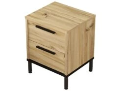 Table De Chevet Avec 2 Tiroirs Et Pieds En Métal - Venprodin - Feutre 35 Cm - Noir