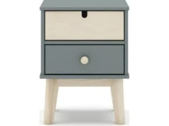 Table De Chevet 2 Tiroirs Blanc / Vert Kaki - Lucy