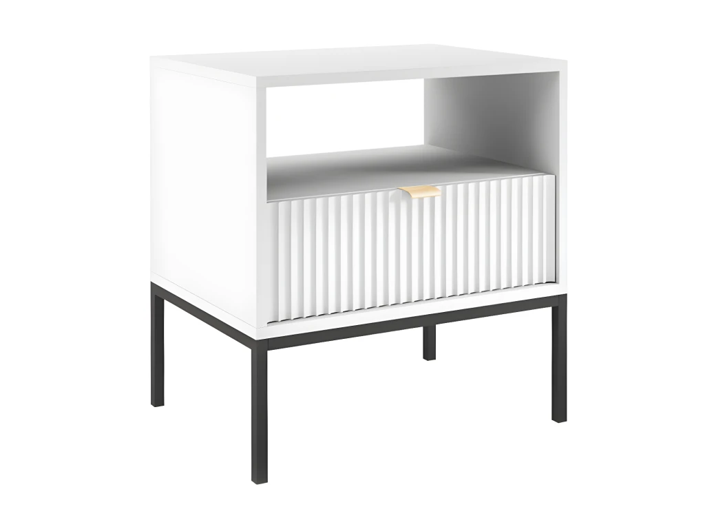 Lot De 2 Tables De Chevet 1 Tiroir Et 1 Niche - Blanc - LIOUBA De Pascal Morabito – Image 3