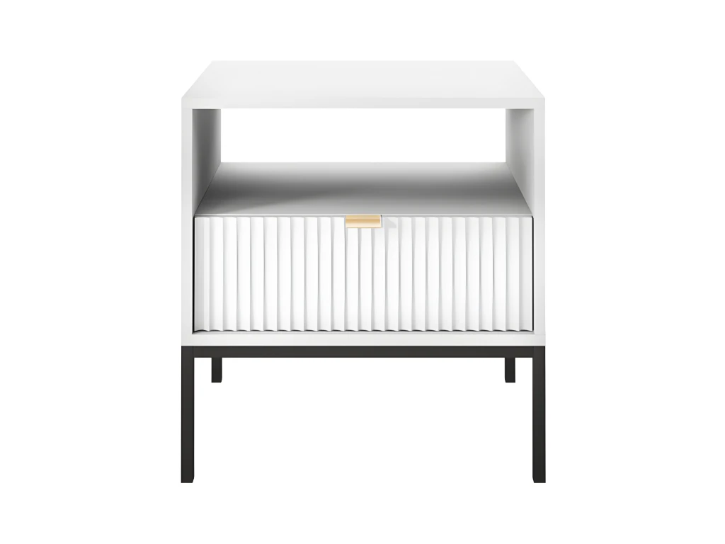 Lot De 2 Tables De Chevet 1 Tiroir Et 1 Niche - Blanc - LIOUBA De Pascal Morabito – Image 4