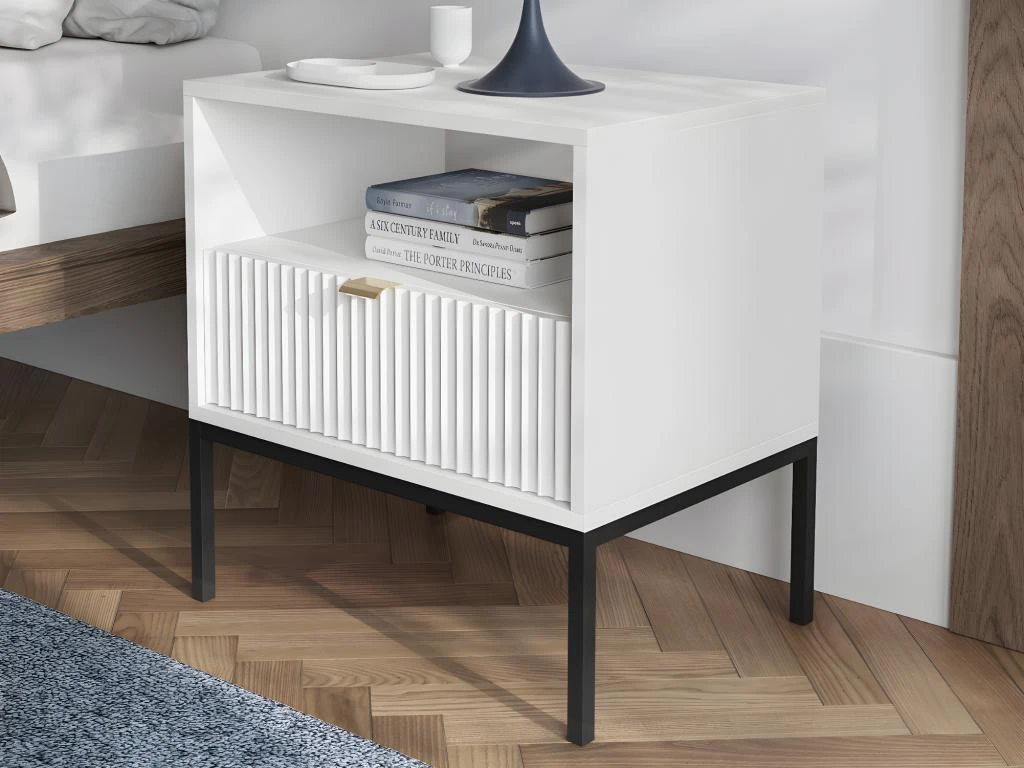 Lot De 2 Tables De Chevet 1 Tiroir Et 1 Niche - Blanc - LIOUBA De Pascal Morabito
