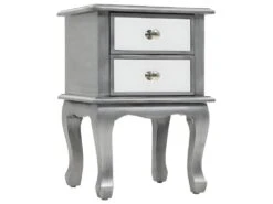 Table De Nuit Chevet Commode Armoire Meuble Chambre Miroir Mdf Et Verre 34 5 X 30 X 50 Cm 1402154