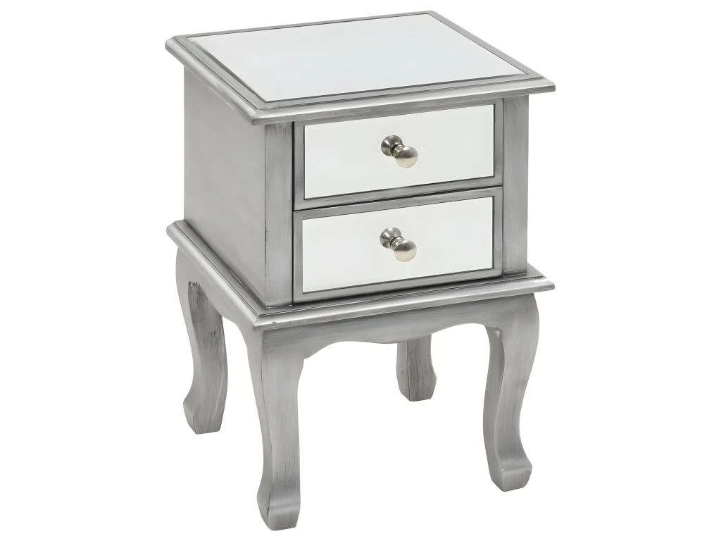 Table De Nuit Chevet Commode Armoire Meuble Chambre Miroir Mdf Et Verre 34 5 X 30 X 50 Cm 1402154 – Image 3