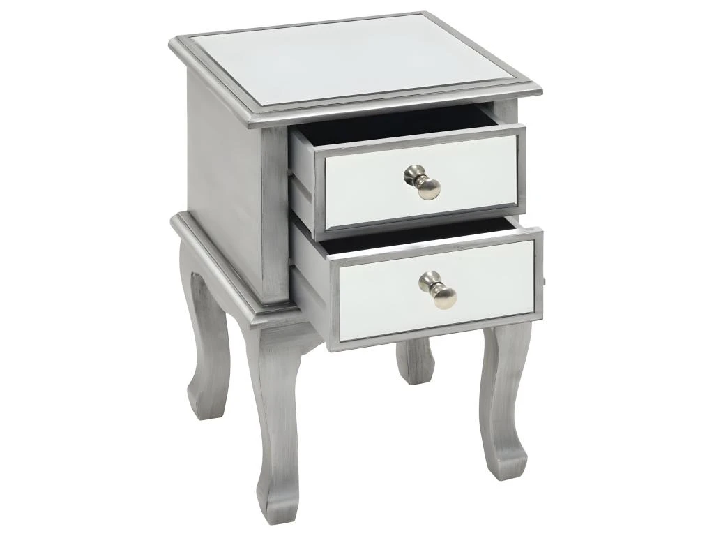 Table De Nuit Chevet Commode Armoire Meuble Chambre Miroir Mdf Et Verre 34 5 X 30 X 50 Cm 1402154 – Image 5