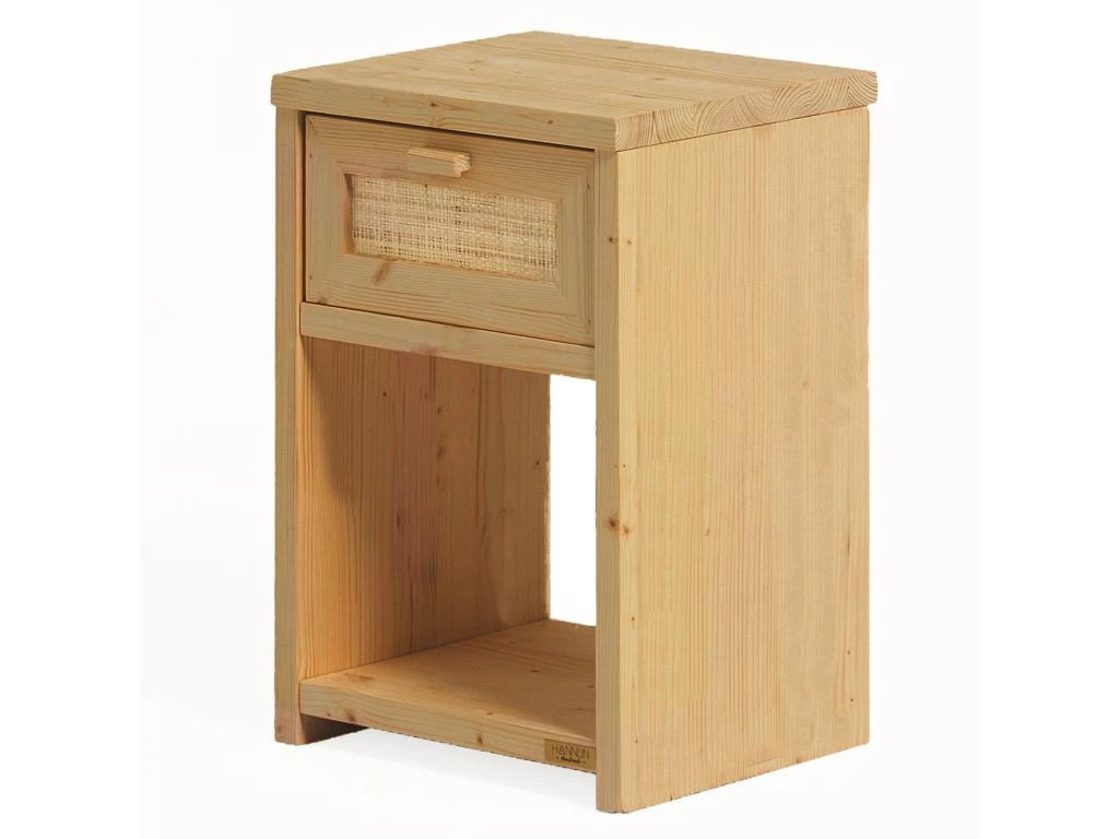 Table De Chevet Avec Tiroir En Bois De Couleur Naturel