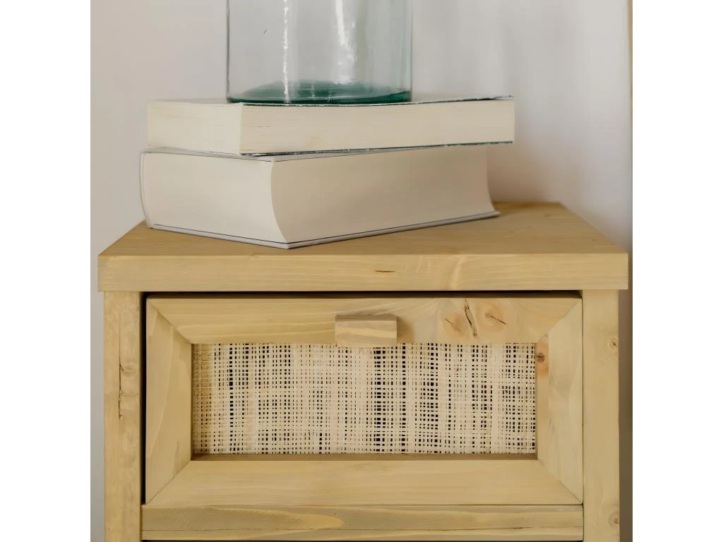 Table De Chevet Avec Tiroir En Bois De Couleur Naturel â Image 4