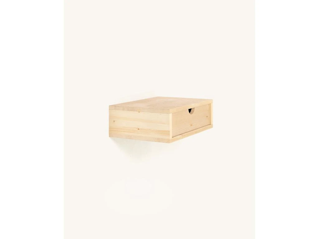 Table De Chevet Flottante En Bois De Couleur Beige – Image 3