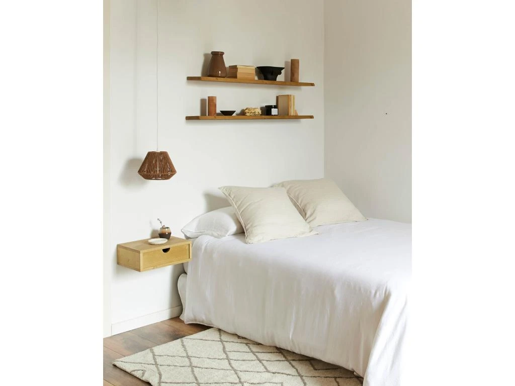 Table De Chevet Flottante En Bois De Couleur Beige – Image 5