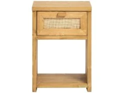 Table De Chevet Avec Tiroir En Bois D'épicéa De Couleur Naturelle