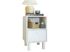 Chevet Blanc 1 Porte 2 Niches Blanc Sur Pieds