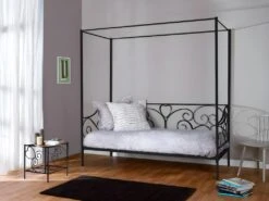 Table De Chevet Romantique - 1 Tablette - Métal - Noir - VIVIAN