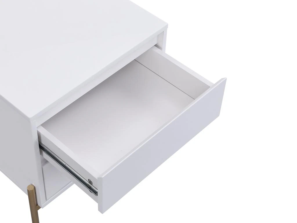 Table De Chevet 2 Tiroirs - MDF Et Métal - Blanc Laqué Et Doré - KORASA De Pascal Morabito – Image 7