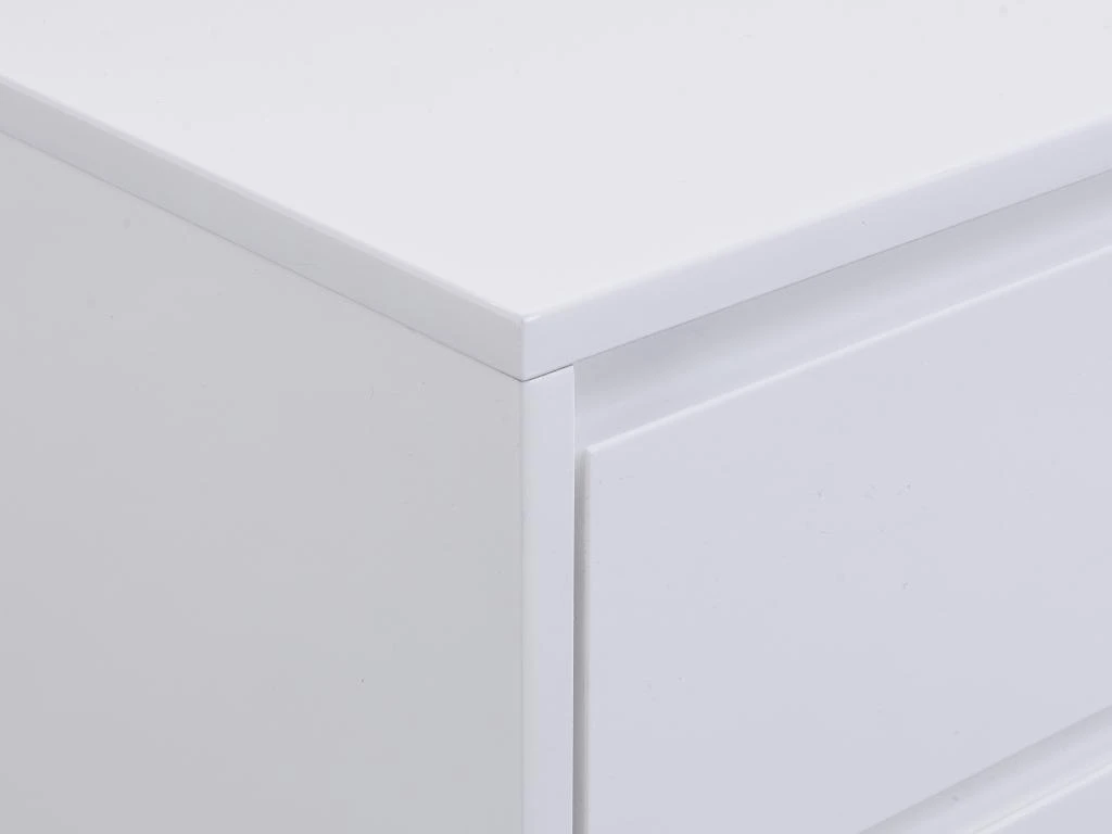 Table De Chevet 2 Tiroirs - MDF Et Métal - Blanc Laqué Et Doré - KORASA De Pascal Morabito – Image 6