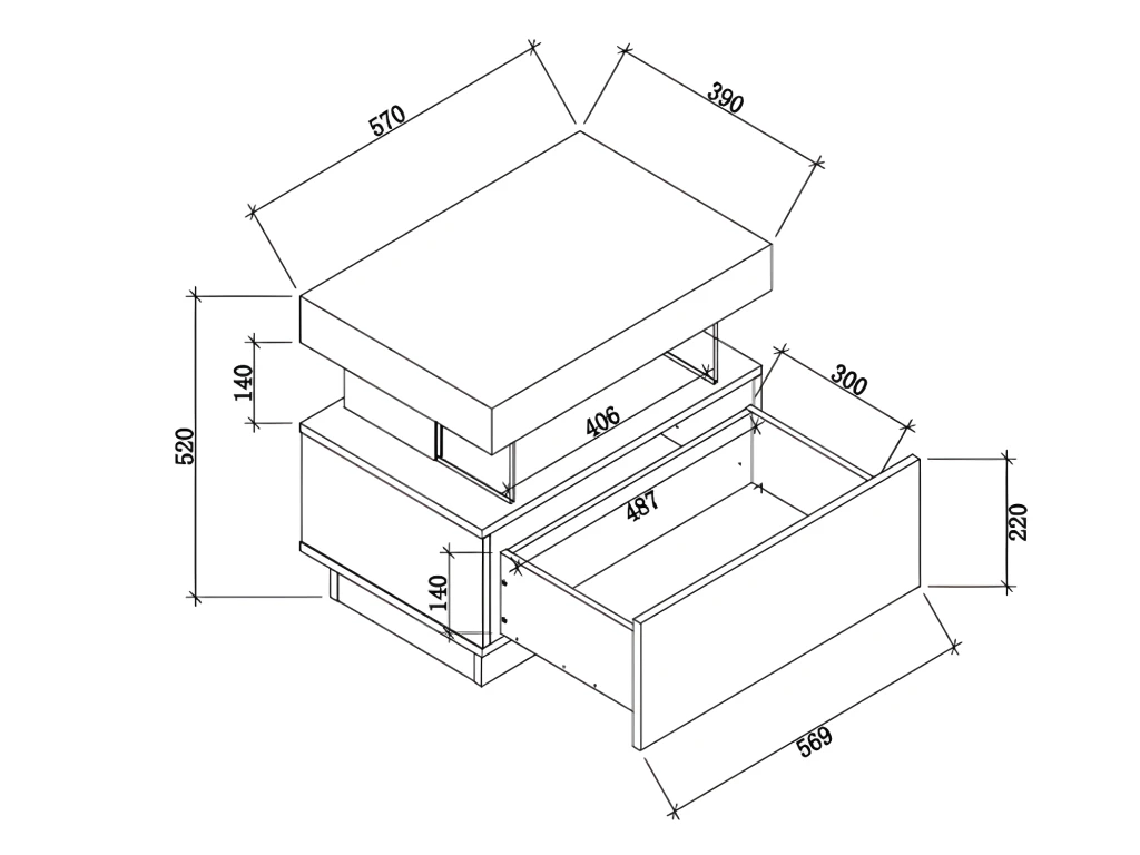 Table De Chevet 1 Tiroir Et 1 Niche - Avec LEDs - MDF - Blanc Laqué - FABIO II – Image 9