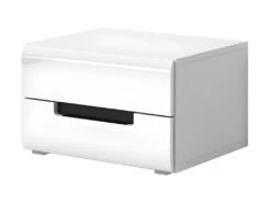 Table De Chevet Deux Tiroirs, Collection LUCIA. Coloris Blanc.