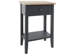 Table De Chevet En Bois Naturel Et Gris Foncé 1 Tiroir H 67 Cm