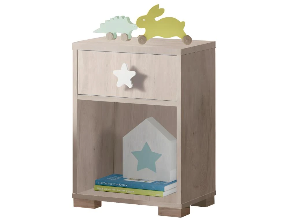 Lot De 2 Tables De Chevet Enfant / Table De Nuit Coloris Effet Bois - Hauteur 56 X Longueur 40 X Profondeur 33 Cm