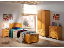 Table De Chevet Enfant De 3 Tiroirs En Bois Coloris Miel - Longueur 34 X Profondeur 48 X Hauteur 55 Cm