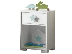 Table De Chevet Enfant / Table De Nuit Coloris Blanc - Hauteur 56 X Longueur 40 X Profondeur 33 Cm